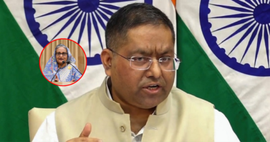ভারতের পররাষ্ট্র মন্ত্রণালয়ের মুখপাত্র রণধীর জয়সওয়াল নিয়মিত সংবাদ ব্রিফিংয়ে বক্তব্য দিচ্ছেন।