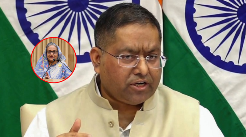 ভারতের পররাষ্ট্র মন্ত্রণালয়ের মুখপাত্র রণধীর জয়সওয়াল নিয়মিত সংবাদ ব্রিফিংয়ে বক্তব্য দিচ্ছেন।